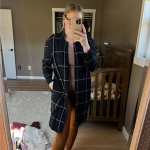 Women's Black Checkered Coat